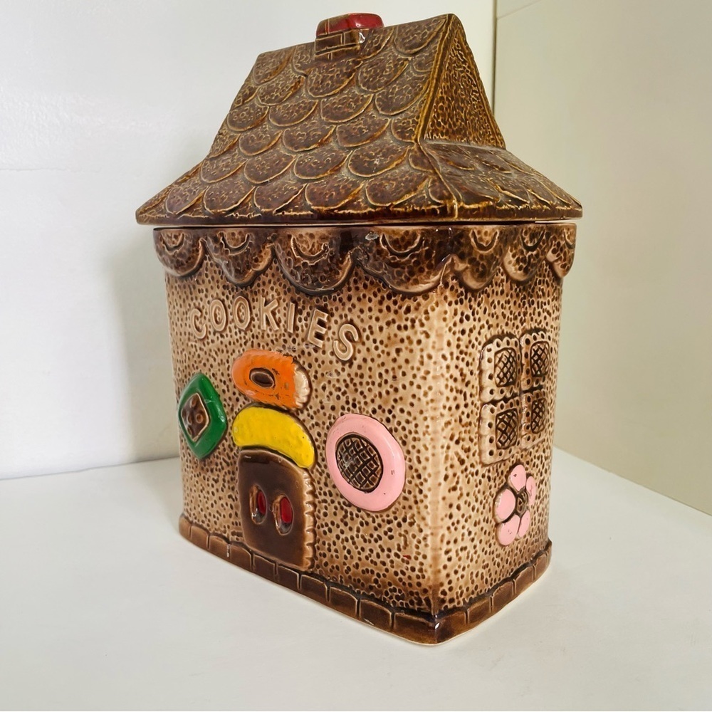 Vintage Ceramic Cookie Jar Gingerbread Design 1970s Japan - Picture 7 of 12